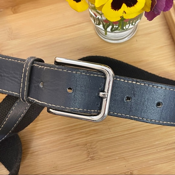Gold Coast Blue Fabric & Leather Stitched Belt 45L - Picture 5 of 8